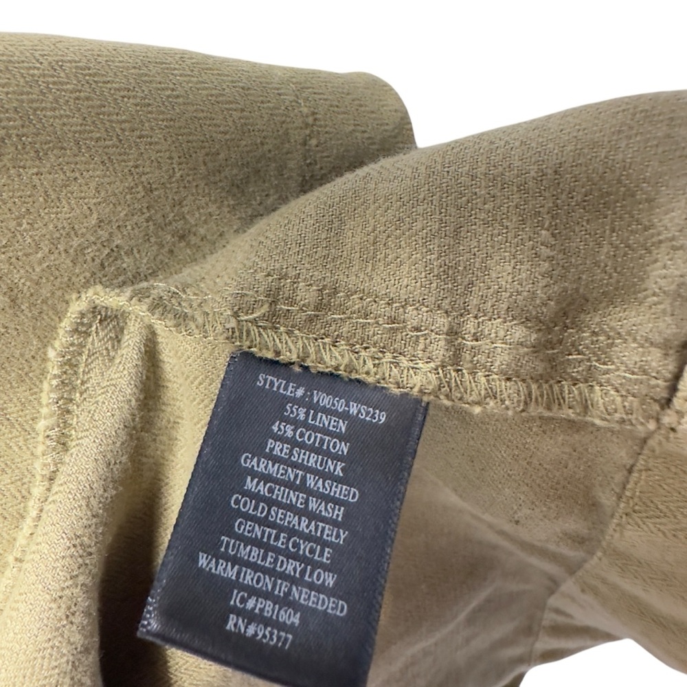 Pure Linen Cotton Herringbone Safari Desert Utility Safari Vest Jacket Army - Picture 7 of 7